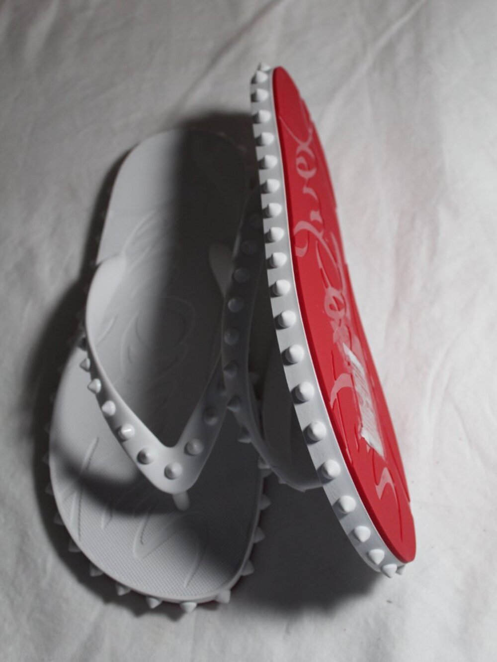 NWB Christian Louboutin Super Loubi Flip Flops Spiked Sandals Slip Ons Slide 39 - Picture 6 of 7